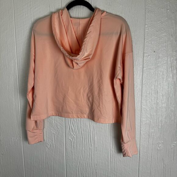 Nike Dri Fit Yoga Jersey Cropped Pullover Hoodie Light Coral Peach Color Size M - Picture 2 of 7